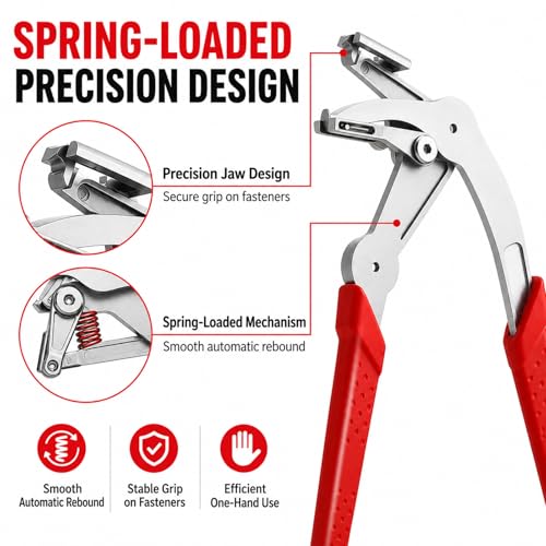 Car Clip Pliers, Auto Fastener Clip Removal Pliers, Spring Loaded Trim Removal Tool for Door Panel, Bumper Rivets, Interior Exterior Automotive Plastic Fasteners