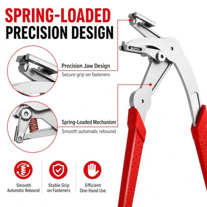 Car Clip Pliers, Auto Fastener Clip Removal Pliers, Spring Loaded Trim Removal Tool for Door Panel, Bumper Rivets, Interior Exterior Automotive Plastic Fasteners