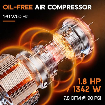 Albott 20 Gallon Electric Air Compressor, 1.8 HP Vertical Wheeled Tank | Oil-Free Air Compressor with Copper Motor 120 PSI Max Garage Air Supply Pneumatic Tool Tire Inflation Use - style: 20 Gal