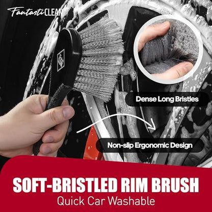 Fantasticlean 7PCS Wheel Tire Brush Kit for Car Detailing Cleaning | Tire Brush, Soft Rim Brush, Bendable Wheel Cleaner Brush for Cleaning Wheels, Double-Ended Detailing Brush, Applicator Pads - size: 7PCS-WDK004