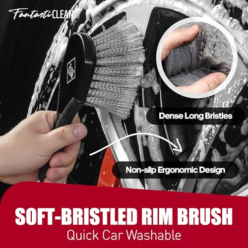 Fantasticlean 7PCS Wheel Tire Brush Kit for Car Detailing Cleaning | Tire Brush, Soft Rim Brush, Bendable Wheel Cleaner Brush for Cleaning Wheels, Double-Ended Detailing Brush, Applicator Pads - size: 7PCS-WDK004