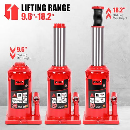 DNA Motoring 20 tons / 44092 lbs Lifting Automotive Welded Hydraulic Bottle Jack for Repair Vehicle, Pickup, Truck, w/Manual Handle, Red,TOOLS-00362 - color: red, style: 20 ton
