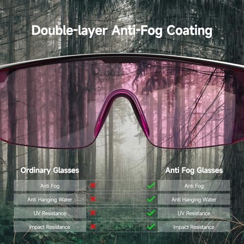 xaegistac Anti Fog Safety Glasses with Side Shields | UV400 Protective Eyewear,Impact Resistant Safety Goggles for Men Women - color: Purple Lens and Black Frame