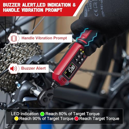 SUERCUP 3/8" Digital Torque Wrench (0.66-44.29Ft.Lb/0.9-60N.m) | ±1% Accuracy with Vibration/Buzzer/LED Alerts, 9 Presets & 5 Units, for Moto Engine/Brake, Car Spark Plug & Oil Drain Repair - size: 3/8" 0.66-44.29Ft.Lb/0.9-60N.m