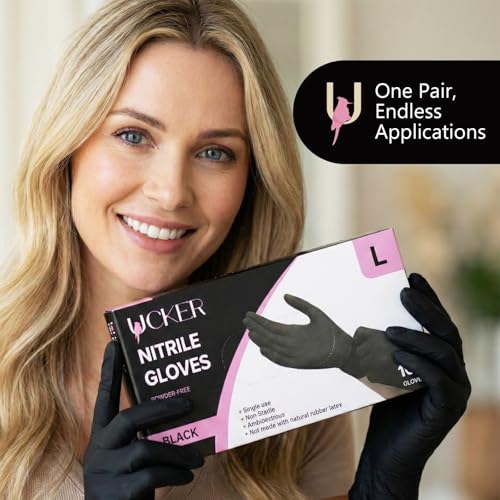 6 Mil Black Nitrile Gloves, Heavy Duty, Powder & Latex Free, Textured Grip, Industrial Use, 100 Count