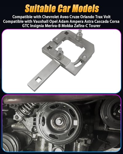 EN-49979 Crankshaft Pulley Holding Tool Compatible with Vauxhall Opel Chevrolet, Adjustable Crank Pulley Holder for Removing Crankshaft Fixing Bolts