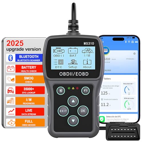 Bluetooth OBD2 Scanner Diagnostic Tool with Battery Tester: Check Engine Code Reader - Plug & Play with Live Data and Trip Analysis, Scan Tool for All OBDII Protocol Cars Since 1996