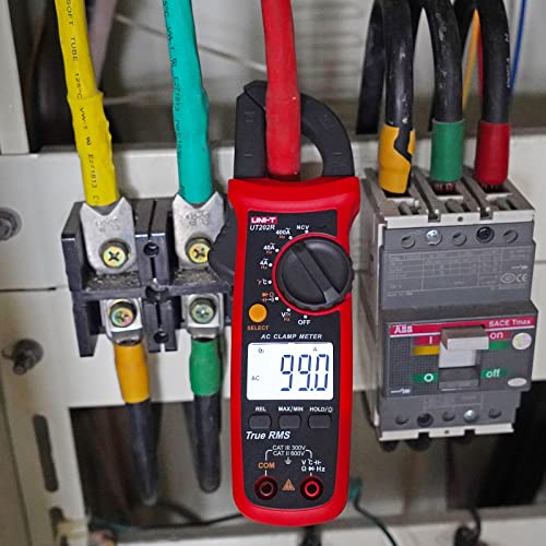 UNI-T Digital Clamp Meter UT202R AC Current TRMS Volt Amp Ohm Meter HVAC Clamp On Multimeter, Auto Ranging 4000Counts Temperature AC DC Voltage Frequency Resistance Capacitance Continuity Diode Tester - size: UT202R