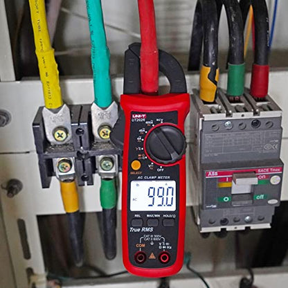 UNI-T Digital Clamp Meter UT202R AC Current TRMS Volt Amp Ohm Meter HVAC Clamp On Multimeter, Auto Ranging 4000Counts Temperature AC DC Voltage Frequency Resistance Capacitance Continuity Diode Tester - size: UT202R