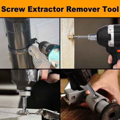 18PCS Damaged Screw Extractor Set, Hardness is 63-65HRC, Upgraded Model HSS 6542, Screw Grab Screw Removal Tool, Adult Gifts for Men, General bit Set Double Ended for Damaged Broken Stripped Screws - style: 18PCS
