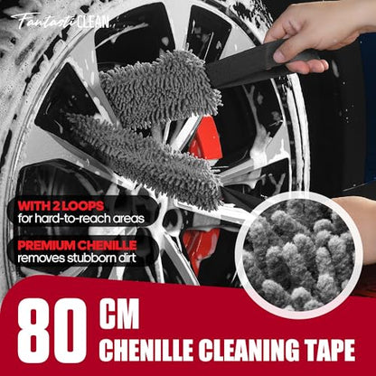 Fantasticlean 7PCS Wheel Tire Brush Kit for Car Detailing Cleaning | Tire Brush, Soft Rim Brush, Bendable Wheel Cleaner Brush for Cleaning Wheels, Double-Ended Detailing Brush, Applicator Pads - size: 7PCS-WDK004