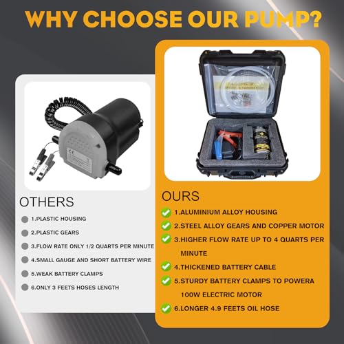 Electric Oil Change Pump 12V 100W | Oil Extractor Pump, 1-4L/Min, Portable, Oil Transfer Pump - color: Engine Oil Pumps-01-NEW