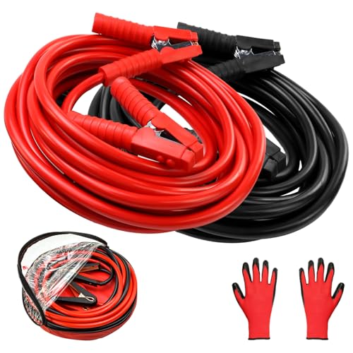 iMeshbean 2/0 Gauge 20FT Jumper Cables, Commercial Grade Automotive Booster Cables for Jump Starting Dead or Weak Batteries, Heavy Duty Booster Cable for Car Van Truck,with Storage Bag - size: 2/0 Gauge - 20FT