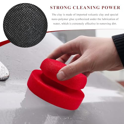 Synthetic Clay Bar Ball, Hand Disc Clay Bar Sponge for Car Waxing & Polishing, Reusable Detailing Clay Pad Paint Surface Cleaning Tool for SUV Truck Sedan, Car Accessories (Red) - color: Red