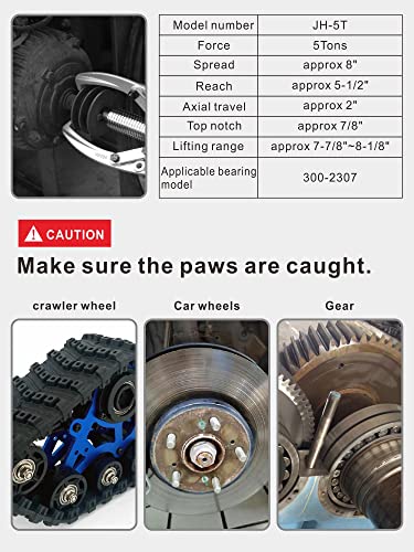 Hydraulic Gear Puller, 5 Ton Max. Capacity Hydraulic Puller, 2 or 3 Jaws Bearing Hub Separator, Hydraulic Puller Separator Tool for Pulling Hubs (8 inch JAW) - size: 8 inch JAW