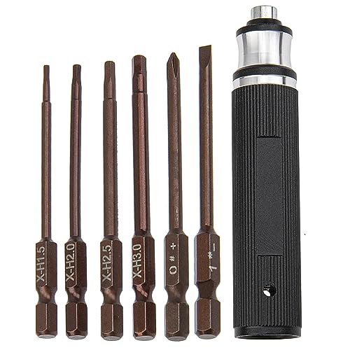 6 in 1 Hexagonal Screwdrivers 1.5 2.0 2.5 3.0mm 0#+ 1#- Hex Key Screw Driver Repair Tool for RC Drone Car (Black) - color: Black