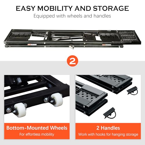 Heavy-Duty Portable Car Lift 7000 LBS Capacity, 28 Inch Max Lift Height with Mechanical Safety Locks, Adjustable Quick Jack Design, Folding & Wheels for Easy Storage
