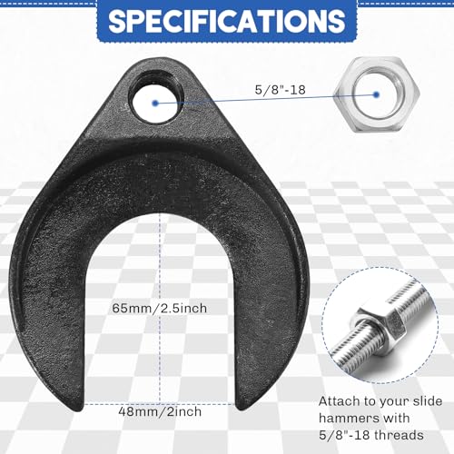 Inner CV Axle Removal Tool 48mm with Nut for Front Wheel Drive Vehicles | Front Wheel Drive Axle Pulley Attachment Fits Slide Hammers with 5/8-inch x 18 Threads, CV Joint Fork Removal Adapter