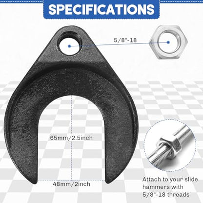 Inner CV Axle Removal Tool 48mm with Nut for Front Wheel Drive Vehicles | Front Wheel Drive Axle Pulley Attachment Fits Slide Hammers with 5/8-inch x 18 Threads, CV Joint Fork Removal Adapter
