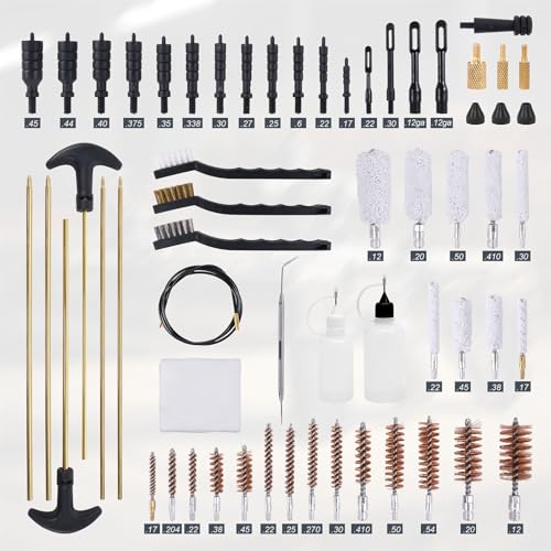 Gun Cleaning Kit, Handgun Shotgun Pistol Universal Cleaning Kit with All Brass High-end Brushes, Jags, Reinforced and Lengthened Rods