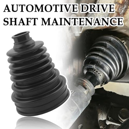 2PCS CV Boot with 4 Stainless Steel Clamps & 6 Cable Ties & 1 Cone,Waterproof Dustproof CV Axle Boot Repair Kit for Protect Axle,Universal CVs Joint Boots Fits for Most Cars - color: Black
