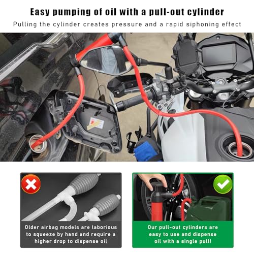 povtii Siphon Pump Fluid Transfer Pump for Car, Fuel Transfer Hand Pump Kit for Gas Oil Water Liquids, Manual Fluid Fuel Extractor Suction Tool, Car Accessories