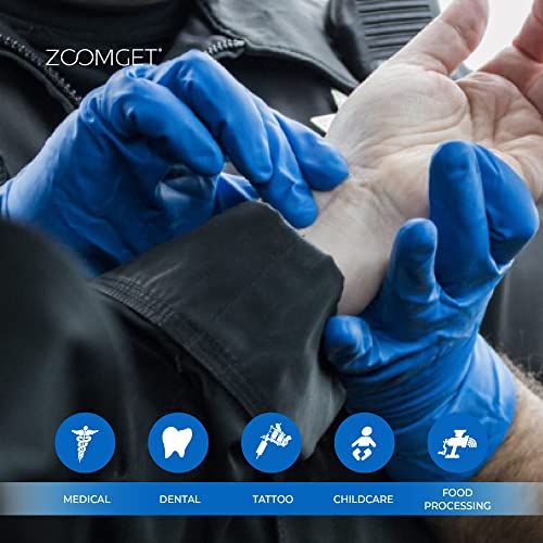 AMMEX Blue Disposable Latex Exam Gloves, 13 Mil, Powder-Free, Textured, Non-Sterile, Longer Cuff