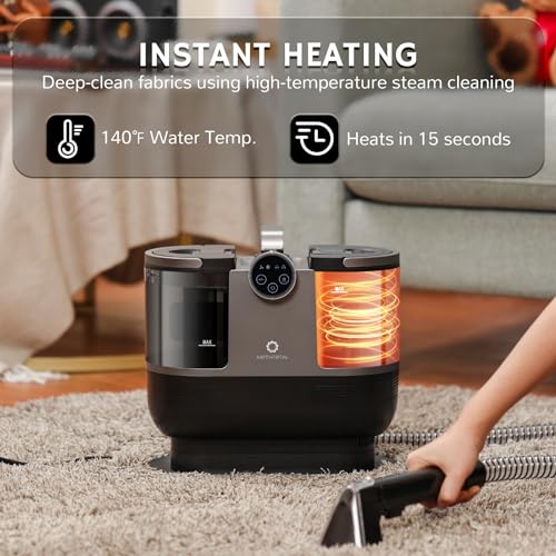 Airthereal S1 Carpet Cleaner Machine, Instant Heating Portable Upholstery Spot Cleaner, Shampooer Machine with Self-Cleaning, 14 Kpa Stain Remover Deep Cleaner for Pets, Stairs, Car Seat and Couch - color: Grey