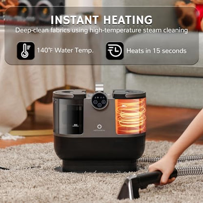 Airthereal S1 Carpet Cleaner Machine, Instant Heating Portable Upholstery Spot Cleaner, Shampooer Machine with Self-Cleaning, 14 Kpa Stain Remover Deep Cleaner for Pets, Stairs, Car Seat and Couch - color: Grey