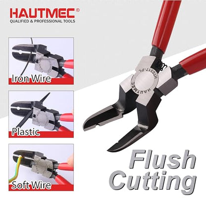 HAUTMEC 7 inch Panel Clip Removal Pliers Multifunction Flush Cut Pliers for Rivet and autobody tools and equipment HT0317
