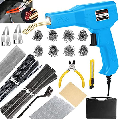 Upgraded 220W Plastic Welder Bumper Repair Kit for Car Bumper Crack Repairs | 2-in-1 Plastic Welding Kit 800PCS Hot Staples & 30pcs Plastic Welding Rods,Hot Stapler Plastic Repair Kit (Blue) - color: Blue, size: 220w