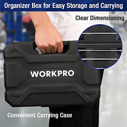 WORKPRO 22-Piece Ratcheting Combination Wrench Set, 72 Teeth, Combo Ratchet Wrenches Set with Organizer Box, Metric 6-18mm & SAE 1/4-3/4" - style: Regular & Polished