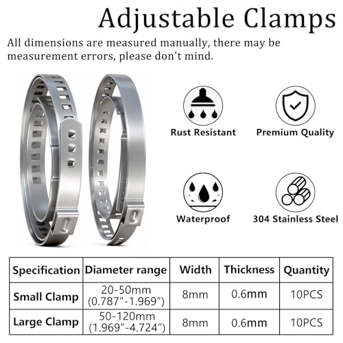 CV Boot Clamp Plier with 20PCS 304 Stainless CV Boot Clamps, 10PCS Small and 10PCS Large Single Ear Hose Clamp, Drive Shaft CV Axle Boot Clamp Removal and Installation Tool for Most Cars - size: Plier + Clamps (20 pieces)
