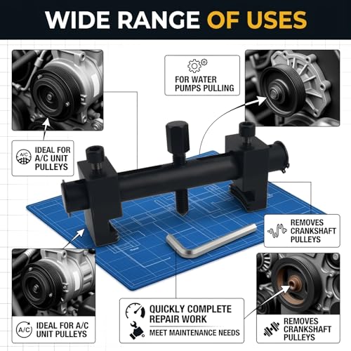Pulley Puller Tool with 17mm Hex Wrench,40-160mm Adaptable Crankshaft Pulley Removal Tool for Crankshaft,Water Pump,Professional Crank Pulleys Removal Tools Automotive Tools