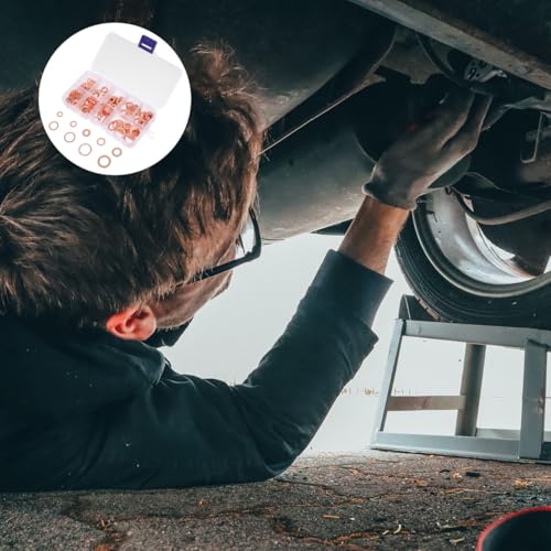 200 Pcs Oil Drain Plug Washer Assortment Copper Crush Washer Set Sealing Rings for Engine Oil Drain Plug Gaskets Replacement for Automotive and Machinery Use