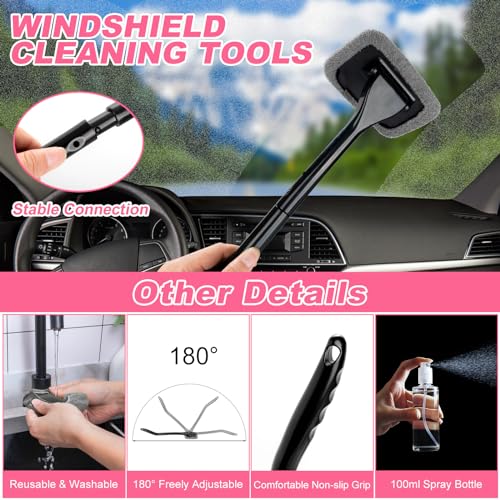 39Pcs Car Cleaning Wash Kit Interior Detailing Cleaner Kit with High Power Handheld Vacuum, Brush Set, Windshield Tool, Duster, Towels, Tire Brush, Complete Car Care Tools, Pink - color: Pink, size: 39Pcs