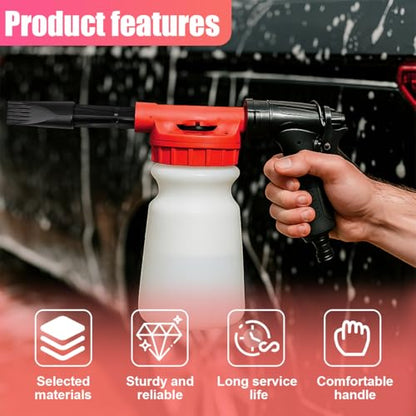 YoRise Car Wash Foam Gun, Adjustable Foam Cannon for Hose, Car Wash Sprayer with 6 Levels of Foams Concentration, Car Washing Soap Sprayer Connect to Any Garden Hose (Red) - color: Red