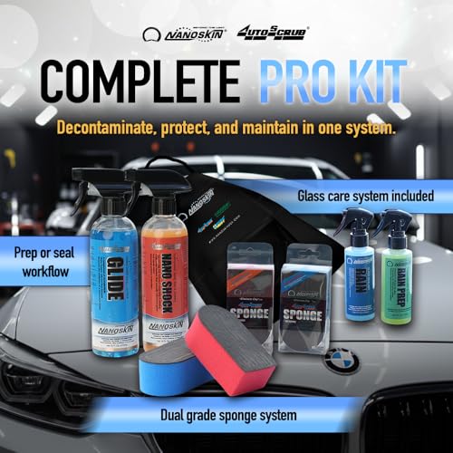Nanoskin AUTOSCRUB Surface Prep Sponge - Combo Pack Pro Kit - Patented Clay Bar Replacement Tool to Remove Embedded Contaminants Before Wax & Coating | Safe for Painted Surface, Glass, Plastic, etc. - style: Combo Pack Pro Kit