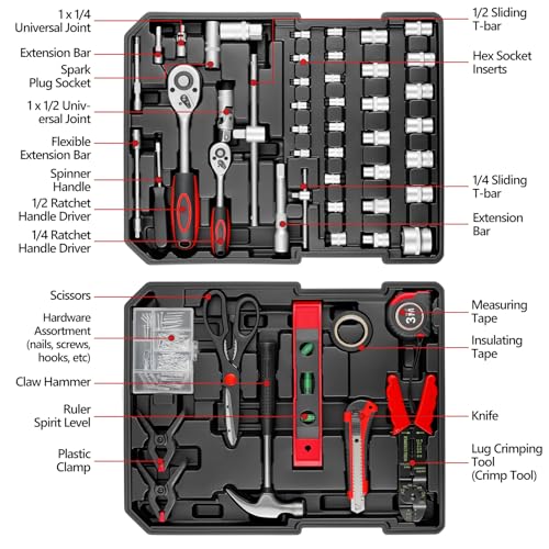 TLGREEN 799pcs Mechanic Tool Set with Aluminum Trolley Case,Home Repair Tool kit,Complete Tool Box Set for Home,Automotive,Dorm,Garage,Black - color: Black