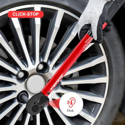 ATsafepro 1/2-Inch Drive Click Torque Wrench,10-170FT.LB/13.6-230.5N/M & Dual-Direction, 72-Tooth Dual Range Scales Torque Wrench 1/2 Drive,Easy Use for Motorcycle,Car,etc - style: 1/2" 10-170 FT.LB Torque Wrench