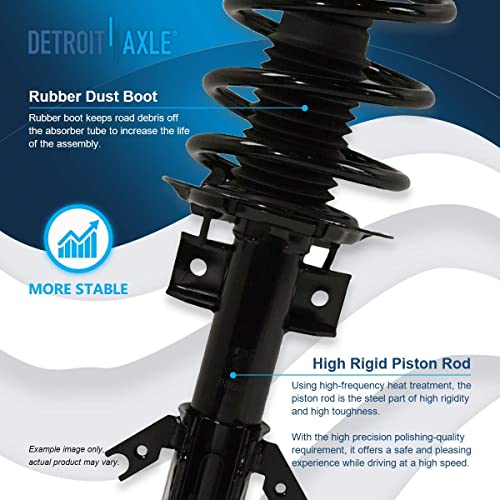 Detroit Axle - FWD 4pc Struts Shock Absorbers Kit for 2013-2020 Ford Fusion, 2 Front Struts w/Coil Spring 2 Rear Shocks Absorbers 2013 2014 2015 2016 2017 2018 2019 2020 Replacement Suspension - size: 4AQ47080/Shock Kit
