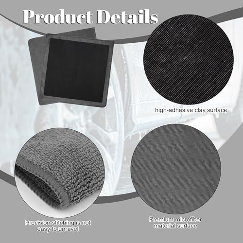 Clay Towel 2 Pack 12 x 12 Inch, Gray Clay Bar Towel for Auto Detailing Microfiber Car Cloth Cleaner Automotive for Car Detailing - color: Gray