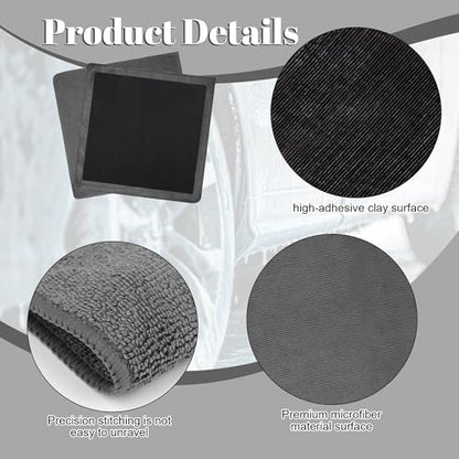 Clay Towel 2 Pack 12 x 12 Inch, Gray Clay Bar Towel for Auto Detailing Microfiber Car Cloth Cleaner Automotive for Car Detailing - color: Gray