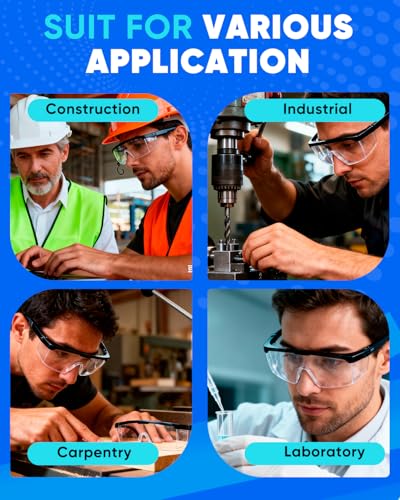 UCEC Clear Safety Glasses, Eye Protection Glasses, Anti Fog Safety Glasses For Men And Women, Full Coverage Lens, Built-In Brow Guard, UV Resistant, 6 Pack - color: 6*adjustable Glasses, size: 6 Pack
