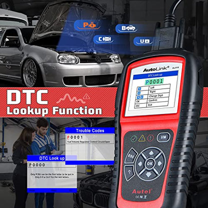 Autel AutoLink AL519 OBD2 Scanner Enhanced Mode 6 Car Diagnostic Tool Check Engine Code Reader CAN Scan Tool, Advanced Ver. of AL319 - color: Red