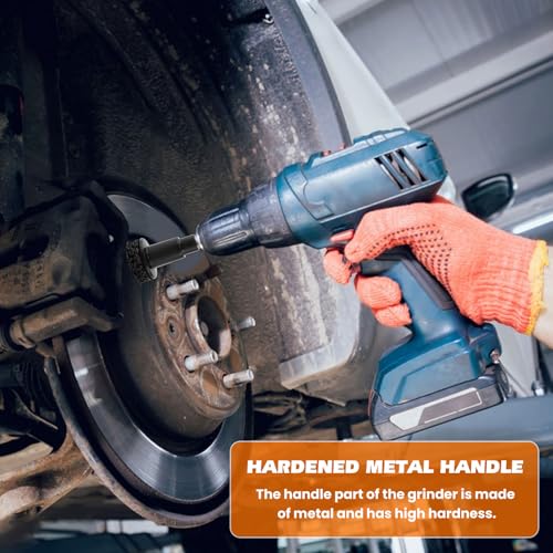Wheel Hub Cleaning & Resurfacing Tool, Brake Hub Cleaning Kit for Power Drill & 1/2" Impact Wrench, Automotive Rust Removal Tool with 6 Brush Heads and Wire Brush for Brake Rotors, Hubs & Bolts