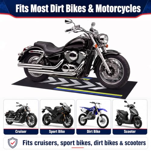 Drydiet 98 x 40 Inch Motorcycle Mat Garage Floor Rug Washable Parking Mats for Garage Floors Non Slip Oil Absorbent Pad Rubber Backing Layer Protects Floor from Spills Drips(Arrow Style) - size: 3'4" x 8'2", style: Arrow Style