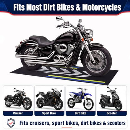 Drydiet Motorcycle Mat Garage Floor Rug Washable Parking Mats for Garage Floors Non Slip Oil Absorbent Pad Rubber Backing Layer Protects Floor(Arrow Style,98 x 31 Inch) - size: 98 X 31 Inch, style: Arrow Style