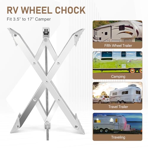 RV Stabilizer Wheel Chock XL Fit 3.5” to 17” Camper Wheel Chock Stabilizer Scissor with Accessories Pair for Travel Trailer, Heavy Duty Tire Wheel Chock Scissor Large Locking X Chock, 2Pack - size: XL 17inch 2pc