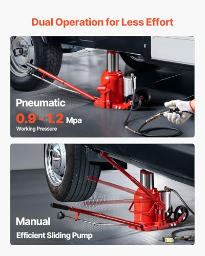 VEVOR Pneumatic Bottle Jack 50T Hydraulic Car Jack Lift Range 27-43cm Air Transmission Jack 110231lbs for Heavy Duty Vehicles - size: 50T Air Hydraulic
